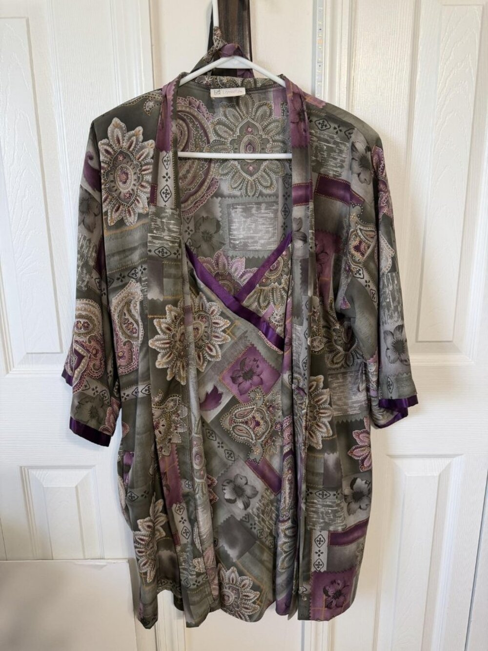 Vintage California Dynasty Camisole M Purple Green Paisley Patchwork 90s Y2K USA